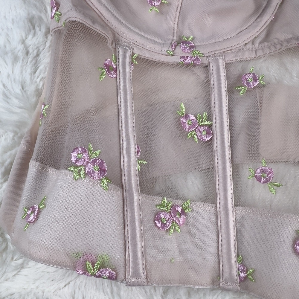 Victoria's Secret Dream Angels Rosebud Embroidery Unlined Strapless Corset 34C - Picture 5 of 7
